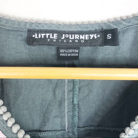 Little Journeys Boho Tunic Blouse Long Sleeve Gray Pink Embroidery Multipattern - Picture 5 of 6